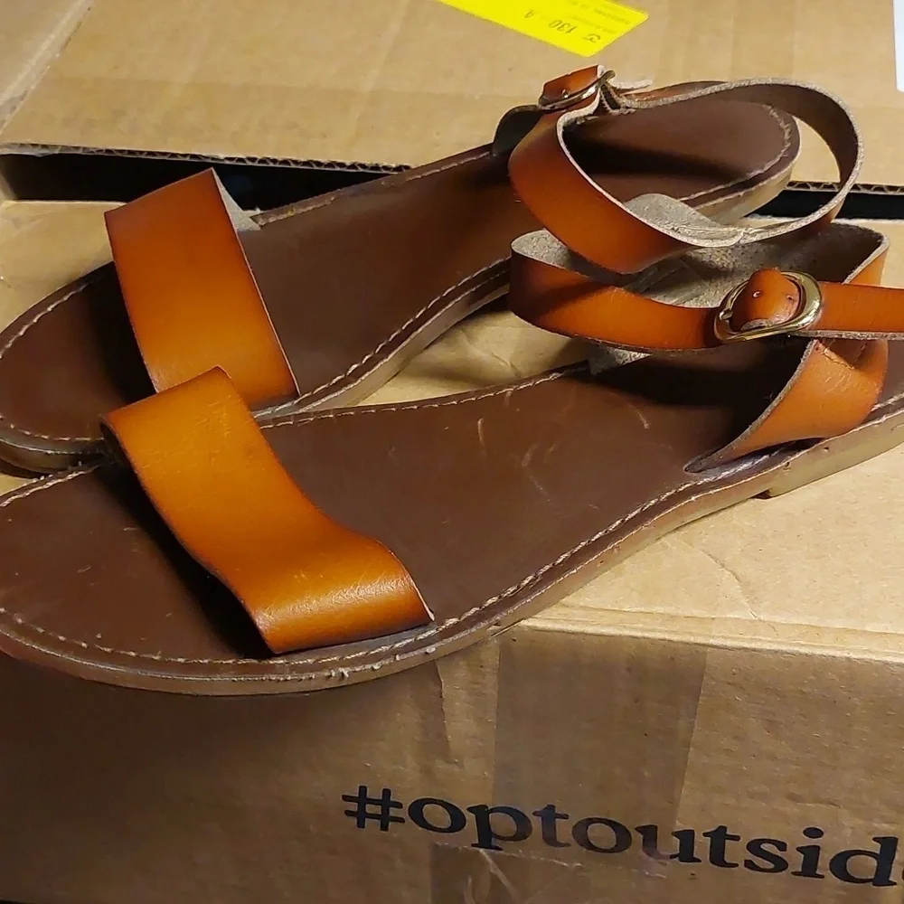 Strappy Brown Leather Sandals 9.5